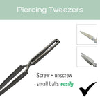 Piercing Ball Grabber Tool - for Small Balls 2mm or larger - Self-Retaining - Stainless Steel - Ball Holder Tweezers T1 - Piercing Tools for Changing Jewelry
