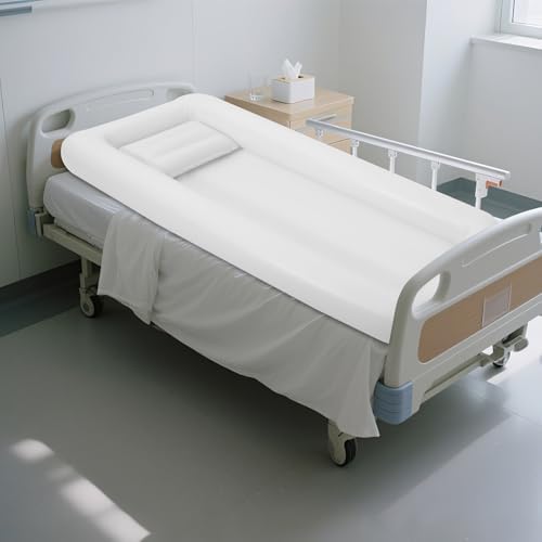 Bedside Shower Bathtub Kit,Elderly Inflatable Bathtub for Adults,PVC Shower Bathtub with Electric Air Pump & Water Bag,Wash Fullbody in Bed,for Elderly Disabled Seniors Handicapped(Single Layer)
