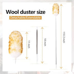 Lambswool Extendable Duster 29-110 Inch, Anti-Static Flexible Head, Stainless Steel Pole for High Ceilings, Fans, Interior & Roof Dusting.