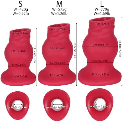 Hollow Anal Fist Sex Sleeve, Red XXL Thick Anal Expander - Anal Plug - Anal Speculum Large Butt Plug Expansion Vagina Dilator Prostate Massage Tunnel Enema Douche Sex Toys for Women Men (M)