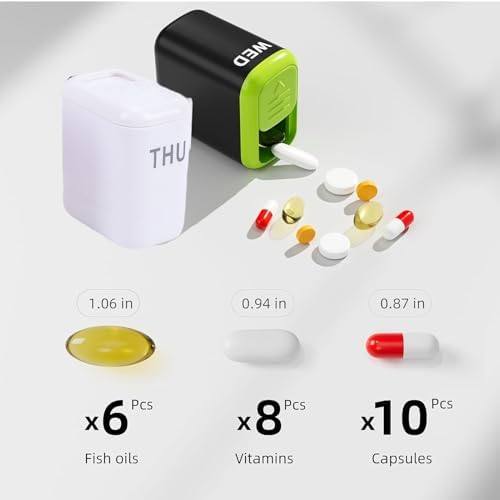 Fockety Weekly Pills Organizer, 7 Day Pills Case with Large Compartments, Daily Pills Box, Medicines Planner, Vitamin Organizer for Medication, Vitamins, Supplements, Fish Oils (White)