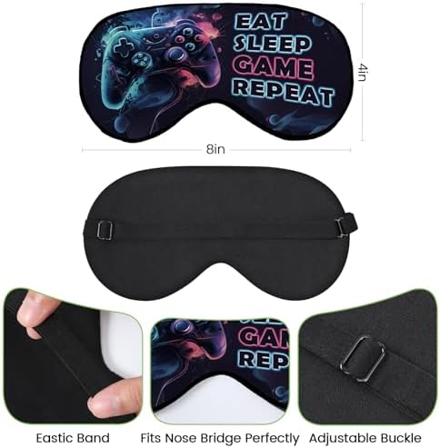 2 Pcs Boys Sleep Eye Mask, Guys Blackout Sleeping Silk Mask for Kids Adult Children's Travel Eye Cover Blindfold for Game