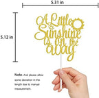 A Little Sunshine Is On The Way Cake Topper,Sun Baby Shower Cake Decor,Gender Reveal Birthday Party Supplies Gold Glitter