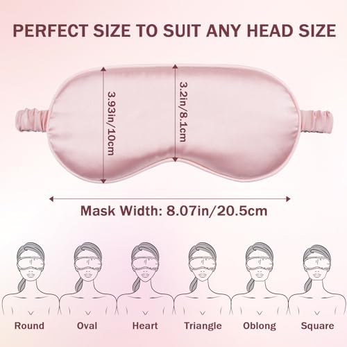 Silk Sleep Mask Set of 2, Adjustable Silk Eye Mask for Sleeping, Soft Sleeping Eye Shade Cover for Women, Good for Blocking Light, Reducing Puffiness, Enhancing Sleep Quality (Pink & Black)
