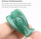 Green Aventurine Angel Crystal Statue,Hand-Carved Polished Angel Figurines Healing Crystal Decor,Green Cute Guardian Angel,Home Office Decoration Christmas Meditation Spiritual Gifts for Women