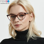 Firmoo Blue Light Blocking Glasses for Computer Reading Womens Cat Eye Acetate Frame Spring Hinge 0.0x Black