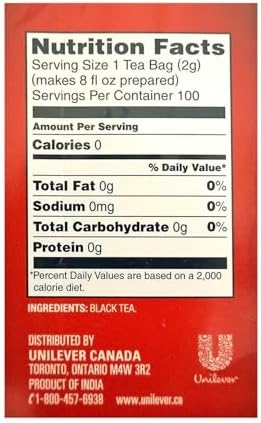Brooke Bond Red Label Black Tea, 100 Tea Bags, Fine Quality, 7 oz(200g) - Unilever