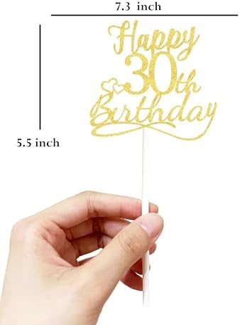 30 Birthday Cake Toppers-Gold Glitter, Thirty Cake Topper, 30 cake topper, 30th birthday decorations,30th Birthday Cake Topper, 30 Decorations for Cake, 30 Birthday Decorations