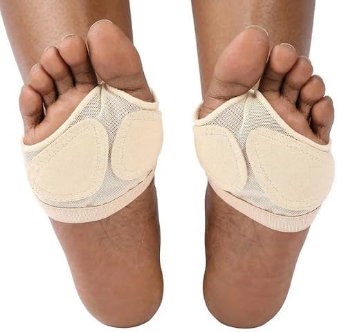 Dance Paws Pad Foot Thongs, Nude Lyrical Half Sole Ballet Shoes, Breathable Padded Foot Undies for Modern, Jazz, Belly Dance, Barefoot Performance Support, 2 Pairs (Skin Color)
