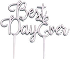 Lillian Rose Silver Best Day Ever Wedding Cake Topper
