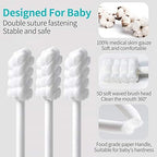 dearlomum Baby Tongue Cleaner, Newborn Toothbrush, 48PCS Disposable Infant Clean Mouth,Gauze Gum Cleaner Baby Oral Cleaning Stick Dental Care for 0-36 Month