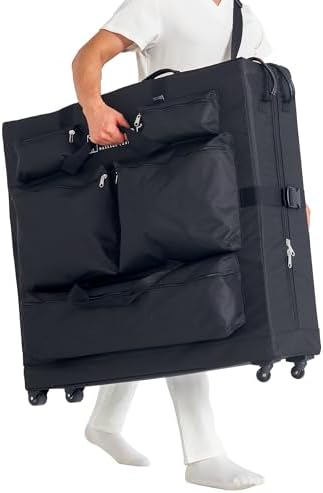 Master Massage Luggage Style Wheeled Massage Table Carrying Case 27” to 32” Width Folding Massage Table- Black