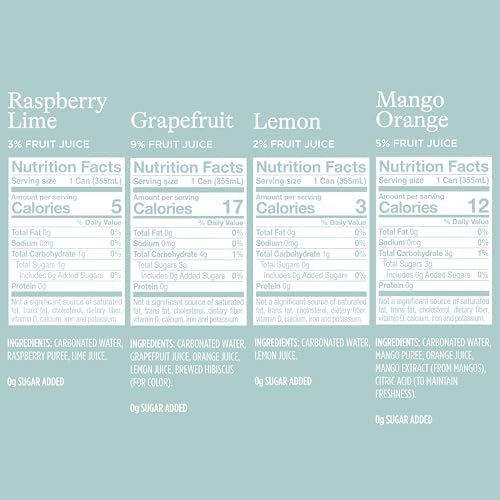 Spindrift Sparkling Water, 4 Flavor Variety Pack, Made with Real Squeezed Fruit, 12 Fl Oz (Pack of 20)