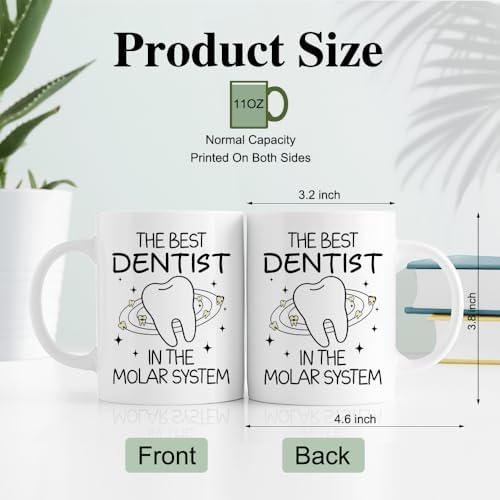 RZHV The Best Dentist, In The Molar System Funny Coffee Mug, Thank You Present for Dentists Nurses Dental Assistants Hygienist, Graduation Gifts for Dental School Students, National Dentists Day Gifts