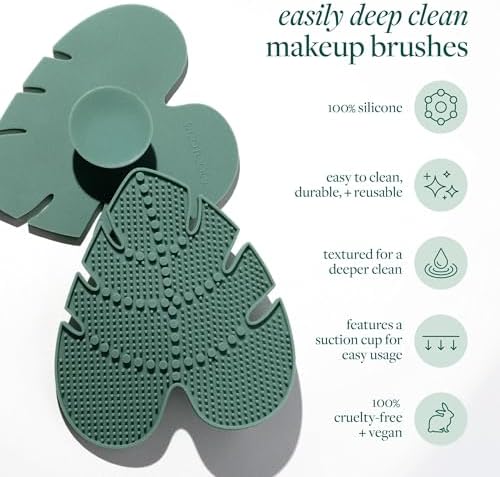 EcoTools Makeup Brush Cleansing Pad, Brush Cleaner Mat For Deep Cleaning Tools, Use With Makeup Brush Shampoo, 100% Silicone, Easy To Clean, Features Suction Cup For Easy Usage, Cruelty-Free, 1 Count