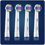 Oral-B 3D White Electric Toothbrush Head with CleanMaximiser Technology, Angled Bristles for Deeper Plaque Removal, Pack of 4, White