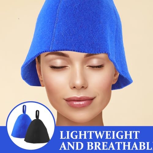 2pcs Wool Felt Sauna Hats for Women and Men, Heat Insulation and Quick Drying Bath Accessories, Large Lightweight Breathable Shower Caps for Household Spa and Sauna Use