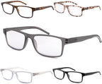 HIYANJN Blue Light Reading Glasses for Men Women Spring Hinge 5 Pack Computer Readers Rectangular Frame Eyeglasses