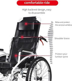 Light Wheelchairs High Back Aluminum Wheelchair Removable Headrest Reclining Transport Wheelchair Travel Wheelchairs