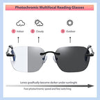 K.LAVER Progressive Multifocus Rimless Photochromic Reading Glasses Anti-Blue Light Transition Computer Multifocal Readers