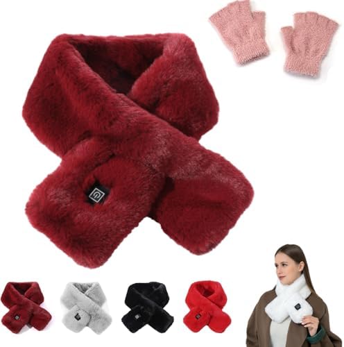Heated Scarf, USB Rechargeable Heating Scarf, Electric Heating Scarf Pad with 3 Heating Levels (Burgundy)