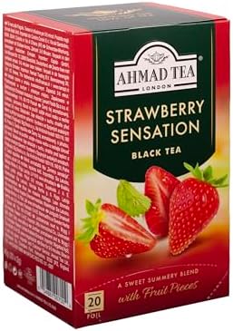 Ahmad Tea Strawberry Sensation Black Tea, 20-Count Boxes (Pack of 6)
