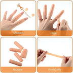 Nuanchu 50 Pcs Gel Finger Cots Silicone Finger Protectors Support Gel Cover Sleeves Gloves Caps, 40 Pieces Long, 10 Pieces Short(Beige)