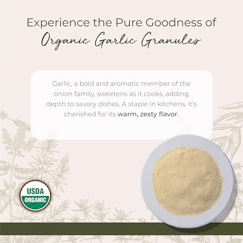Starwest Botanicals Dried Organic Garlic Granules - Granulated Garlic Seasoning for Cooking, Herb for Rubs, Bread, Vegetables, & Meat, Aromatic & Flavorful, Certified Kosher, Non-GMO - Bulk 1 lb Bag