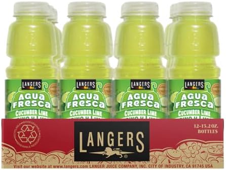 Langers Agua Fresca, Cucumber Lime, Juice Cocktail, 15.2 fl oz (Pack of 12)