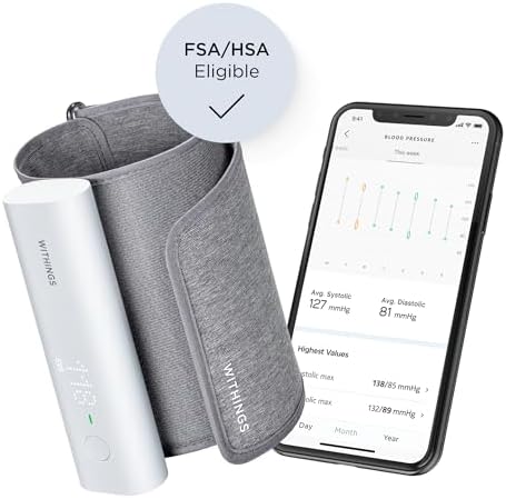 Withings BPM Connect - Digital Blood Pressure Cuff & Heart Rate Monitor - Blood Pressure Machine Arm Cuff, FDA Cleared, FSA/HSA Eligible, IOS & Android
