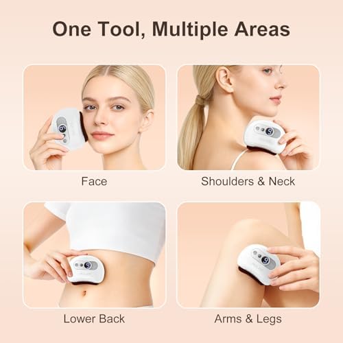 Electric Gua Sha Face Massager, Heated Gua Sha Tool with 9 Heat & Vibration Levels, Rechargeable Face Vibration Tool for Lymphatic Massage & Skincare Absorption
