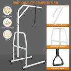 Trapeze Bar for Bed Mobility, Heavy Duty Pull Up Assist Bar with Floor Stand, 5Ft-7Ft Height Adjustable Trapeze Bar, Medical Patient Mover for Care Facilities, White