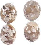 Sportmusies Irregular Shaped Natural Cherry Blossom Agate Pocket Worry Palm Stone, Polished Reiki Healing Crystal for Meditation Decoration