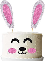 Happy Birthday Cake Topper,Bunny Ears Set Cake Decorations,Rabbit Birthday Cake Topper, Baby Shower,Birthday Party Easter Party Decoration Supplies (Bunny Ears)