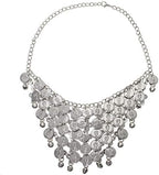 Belly Dancing Gypsy Jewelry - Silver Coin Necklace and earrings, 3pc Set