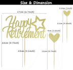 Sotpot 13PCS Gold Glitter Happy Retirement Cake Topper with Heart Cupcake Toppers Retirement Cake Decoration for Retired Party Cake Decoration Party Supplies