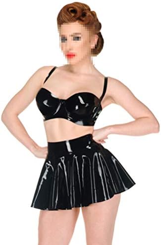 Latex Gummi Rubber Black Lambada Pleated Short Skirts 0.4mm