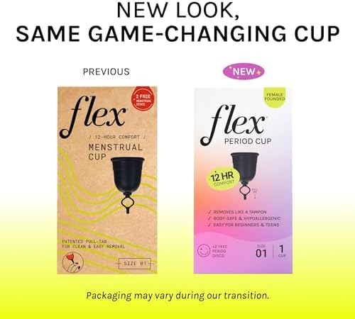 Flex Cup Starter Kit (Full Fit - Size 01) | Reusable Menstrual Cup + 2 Free Menstrual Discs | Pull-Tab for Easy Removal | Tampon + Pad Alternative | Lasts up to 10 Years | Capacity of 2 Super Tampons