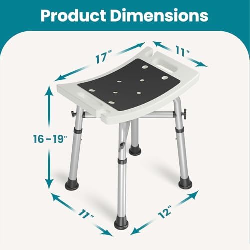 WAYES Shower Chair for Elderly and Disabled, 500lbs Heavy Duty Bathtub Chair for Seniors, Adjustable Bath Stool for Inside Shower, Padded Shower Seat with Non-Slip Feet, No-Tool Assembly