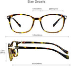 VisionGlobal Blue Light Blocking Glasses for Women Men, Square Frame Computer Reading Glasses(Brown Tortoise,+2.00 Magnification)