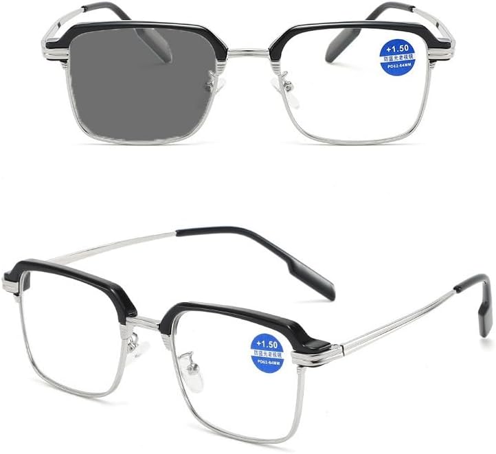 Large Frame Reading Glasses, Photochromic Progressive Bifocal Sunglasses, Transition Business Reader glasses men