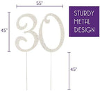 Ella Celebration 30 Cake Topper for 30th Birthday or Anniversary Silver Crystal Rhinestone Party Decoration (Silver)