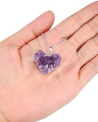 Jovivi Natural Amethyst Cluster Crystal Necklace for Women Men,Irregular Raw Rough Amethyst Quartz Stone Pendant Necklace Jewelry for Spiritual Reiki Healing,Beauty, Love and Positive Energy