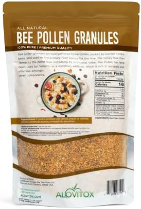 Alovitox Bee Pollen Granules 16 Oz | 100% Pure, Fresh Raw Bee Pollen | Superfood Packed Bee Pollen with Antioxidant, Protein, Vitamins & More | Nutritional Yeast & Gluten Free