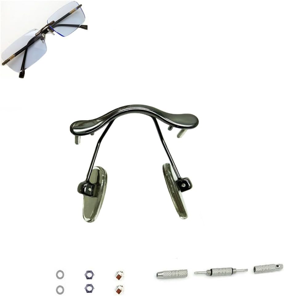 Glasses Nose Pads Arm Replacement Metal Nose Bridge Eyeglasses Parts Replacement Repair Kits(Black)