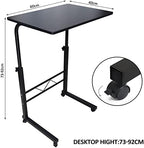 Over-Bed Tables, Adjustable Lap Table Portable with Metal Frame Rolling castors Mobile Stand Desk cart Tray Side Table