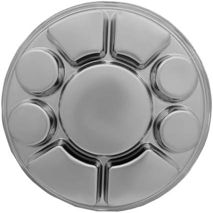 9 Compartment Silver Disposable Party Thali Plates - 200 Pack