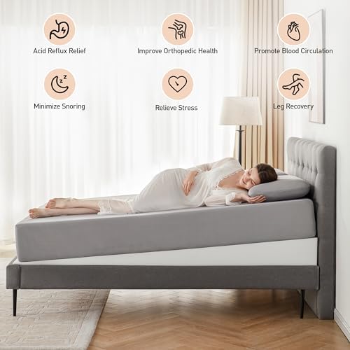 Lazyzizi Mattress Wedge Only, 7-Inch Queen Inclined Bed Wedge Mattress Topper for Acid Reflux, GERD, Neck & Back Pain, Snoring, Adjustable Elevator Under Mattress Support for Bedroom