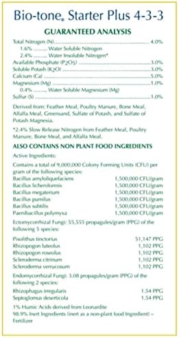 Espoma Organic Bio-Tone Starter Plus 4-3-3 Natural & Organic Food with Both Endo & Ecto Mycorrhizae; 8 lb. Bag; The Ultimate Starter Plant Food