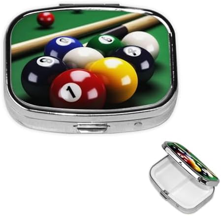 Square Round Pill Case Billiards Pill Box Daily 2 Compartment Travel Pill Container for Pocket Purse Portable Medicine Cod Liver Oil Storage Box 2 Times a Day Pill Organizer